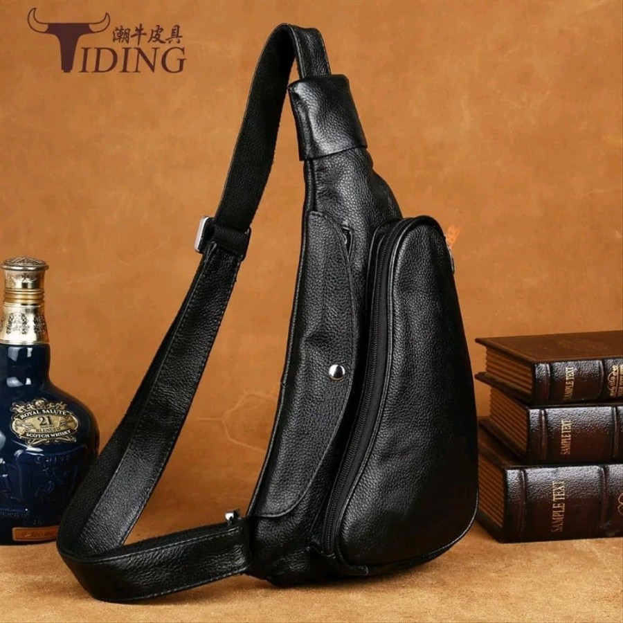 Promo Tas Selempang Pria Kulit Sapi Aslii BEST Quality Leather Tas Selendang Luckystore