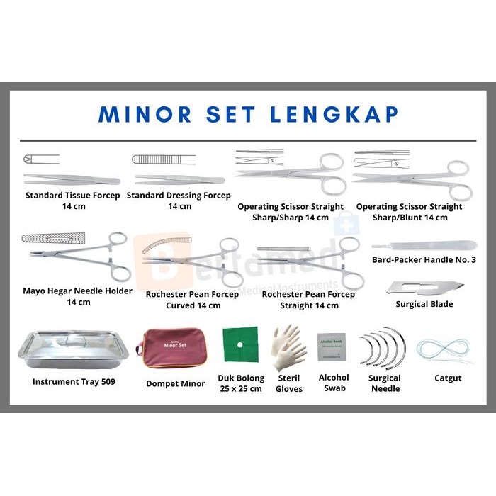 Minor Set Lengkap / Set Bedah Minor Lengkap - Tanpa Pad