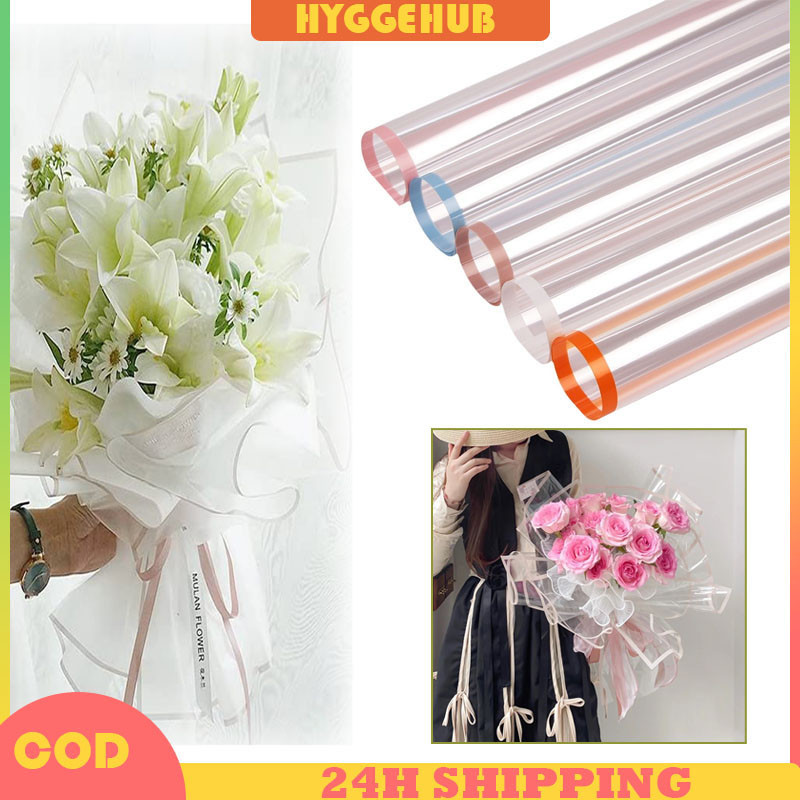 

Flower Wrapping New Frame Transparant Cellophane Waterproof Kertas Buket Bunga Opp Transparan Bening List Warna Flower