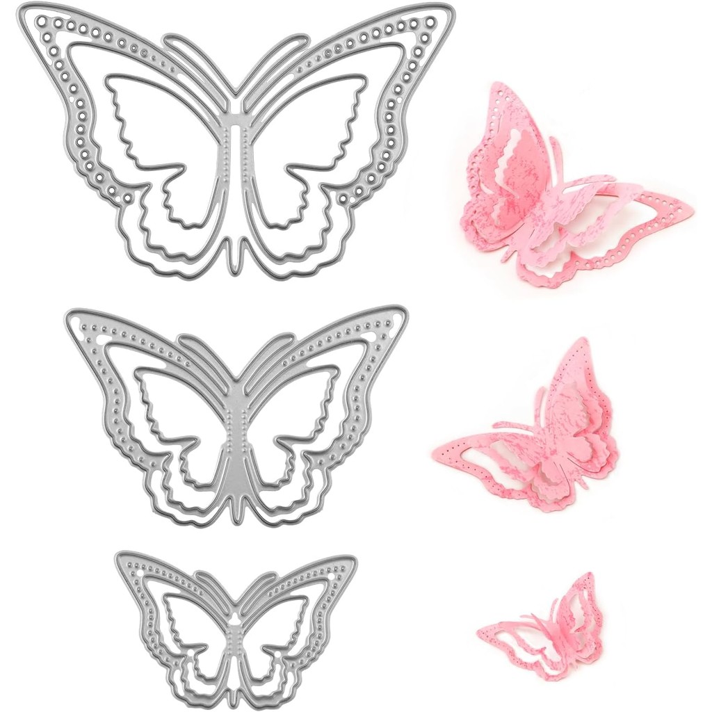 

3pcs 3D Butterfly Metal Die Cuts Butterfly Die Cuts for Card Making Butterfly Frame DIY Crafts Scrapbooking Decorative Embossing