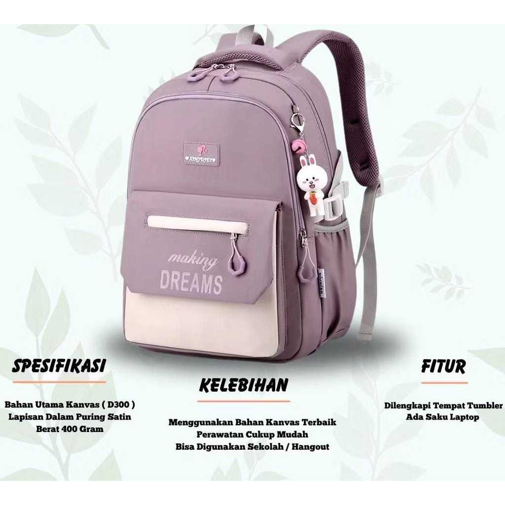 BROMSUNSHOP  Tas Ransel Sekolah Anak Dreams tanpa boneka /gantungan  SMP SD Cowo Cewe Perempuan Cewe