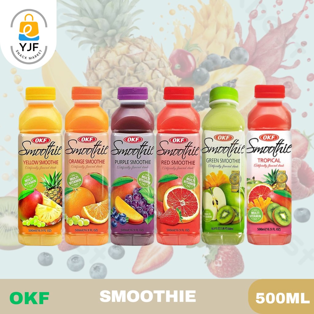 

OKF Smoothie Minuman Korea 500ml / Smoothie Red / Orange / Yellow / Green / Purple / Tropical / Watermelon Sparkling / Import Korea / Minuman Sari Buah / Jus Buah Kental