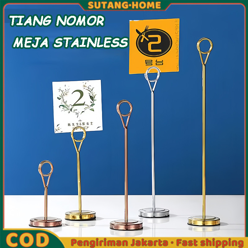 【SUTANG】Tiang Nomor Meja Stainless Menu Stand Table Number Holder Stand/Table Number Menu - Stand Ca