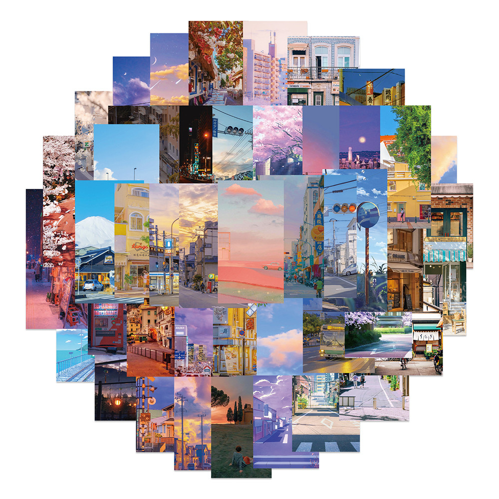 

10/30/55pcs Street View Landscape Stickers Aesthetic Graffiti Decals Phone Laptop Luggage Guitar Car DIY Waterproof Sticker Toys