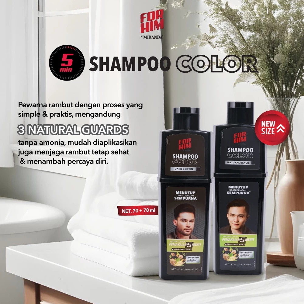 For Him Miranda Shampo Color 140ml - Menutup Uban Dengan Sempurna - Semir Shampoo
