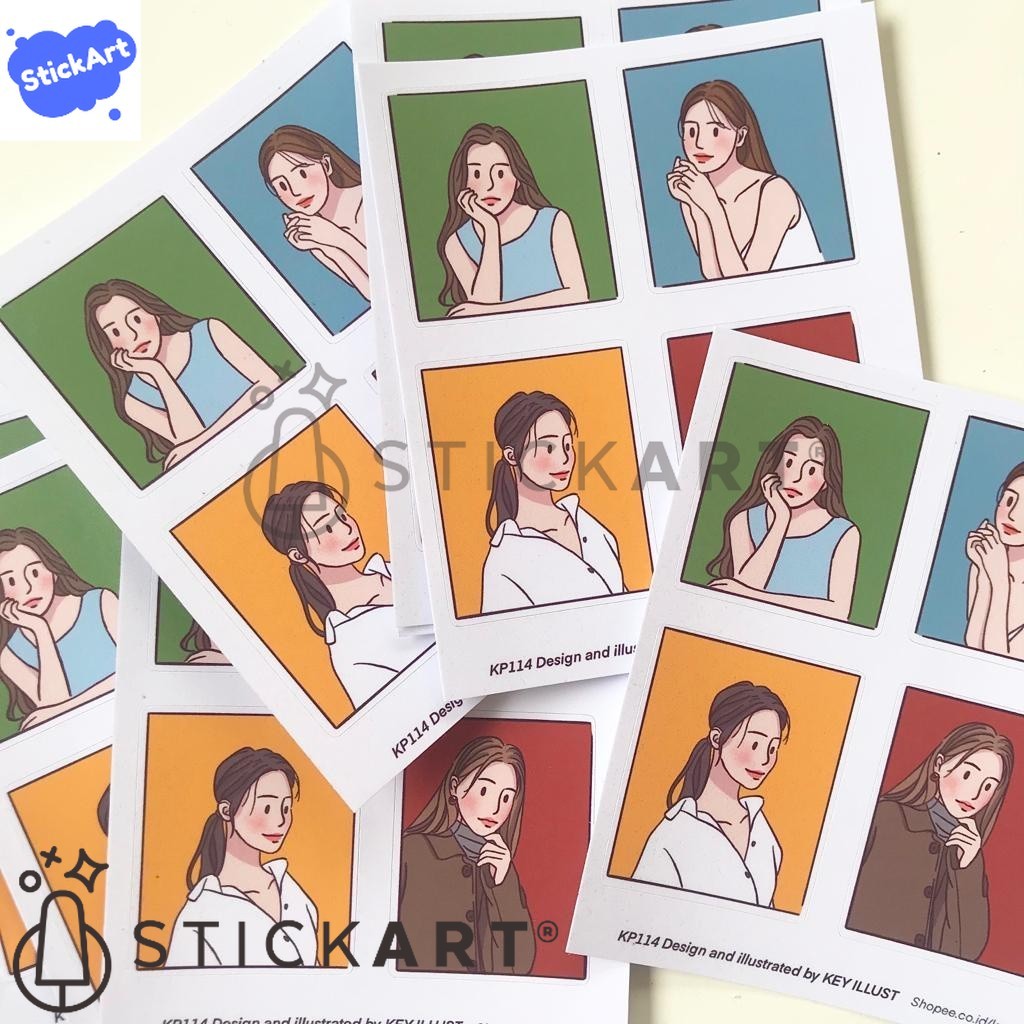 

[STICKART] korean girls sticker set/ stiker jurnal/ stiker aesthetic KP114 BAHAN DAN KWALITAS PREMIUM