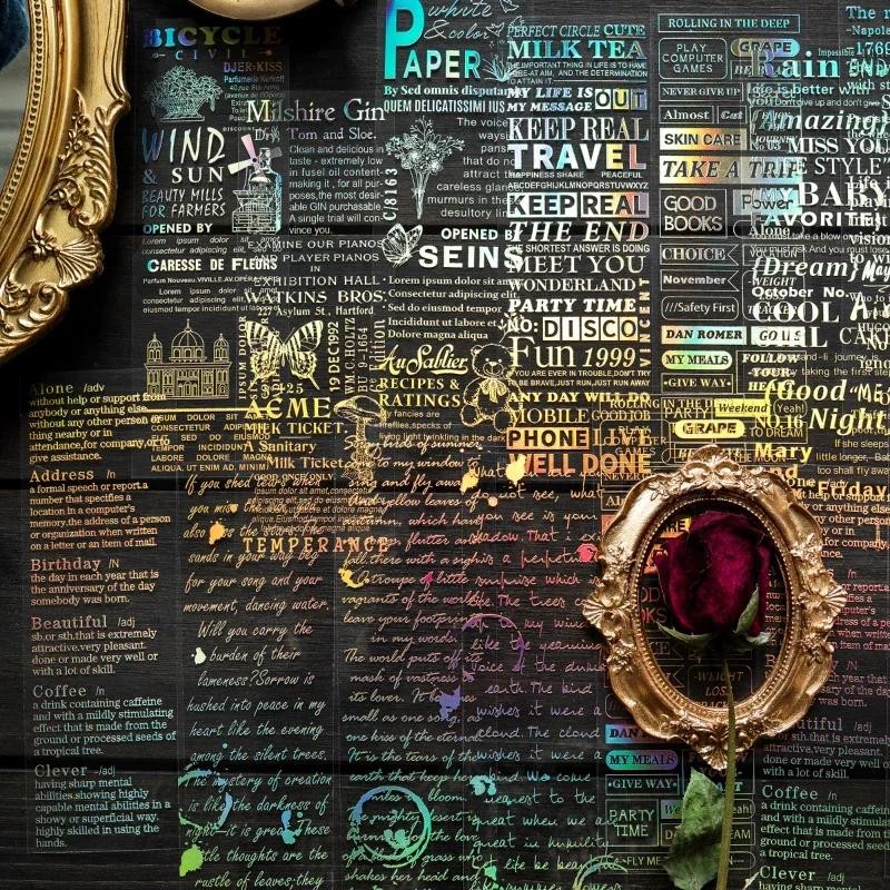 

Journamm 3pcs/pack PET English Stickers Gold Foil Letters DIY CUT Collage Scrapbooking Materials Waterproof Sticker Stationery