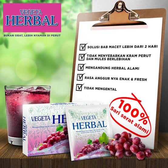 

Vegeta Herbal Anggur 6 Sachet Untuk BAB