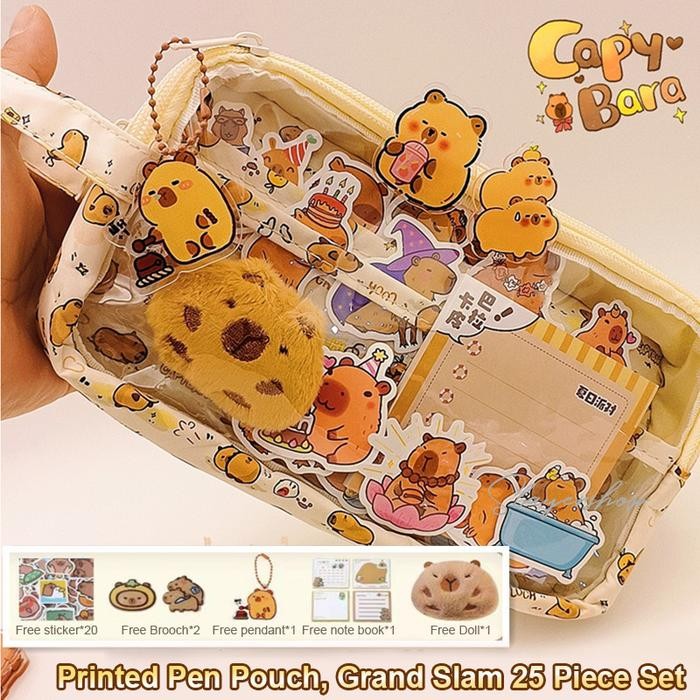 

Capybara Tempat alat tulis kotak pensil aesthetic Tas PenaTempat Pencil Tas Pensil kapasitas besar - Capybara+freebies