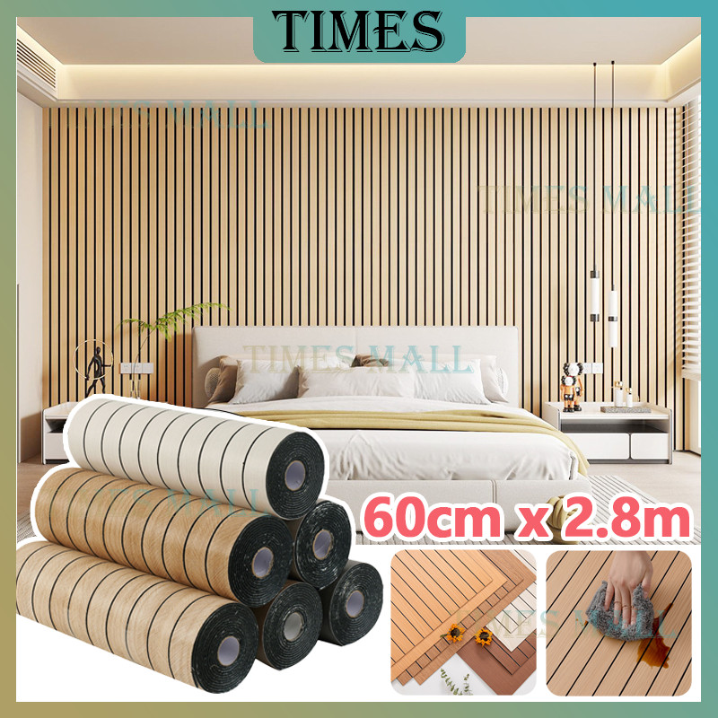 Wallpaper Dinding Elegan Panel Kayu Pvc / Wallpaper Sticker Dinding Kamar Tidur / Wallpaper Ruangan 