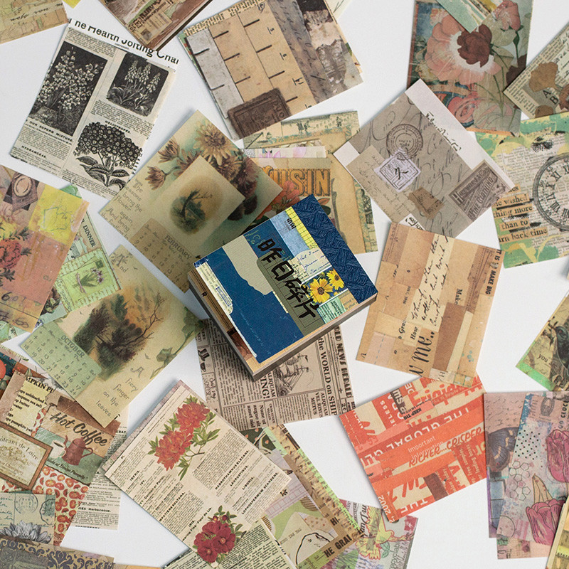 

400sheets Memo Pads Material Paper Collage Junk Journal DIY Scrapbooking Cards Retro Background Decoration Paper
