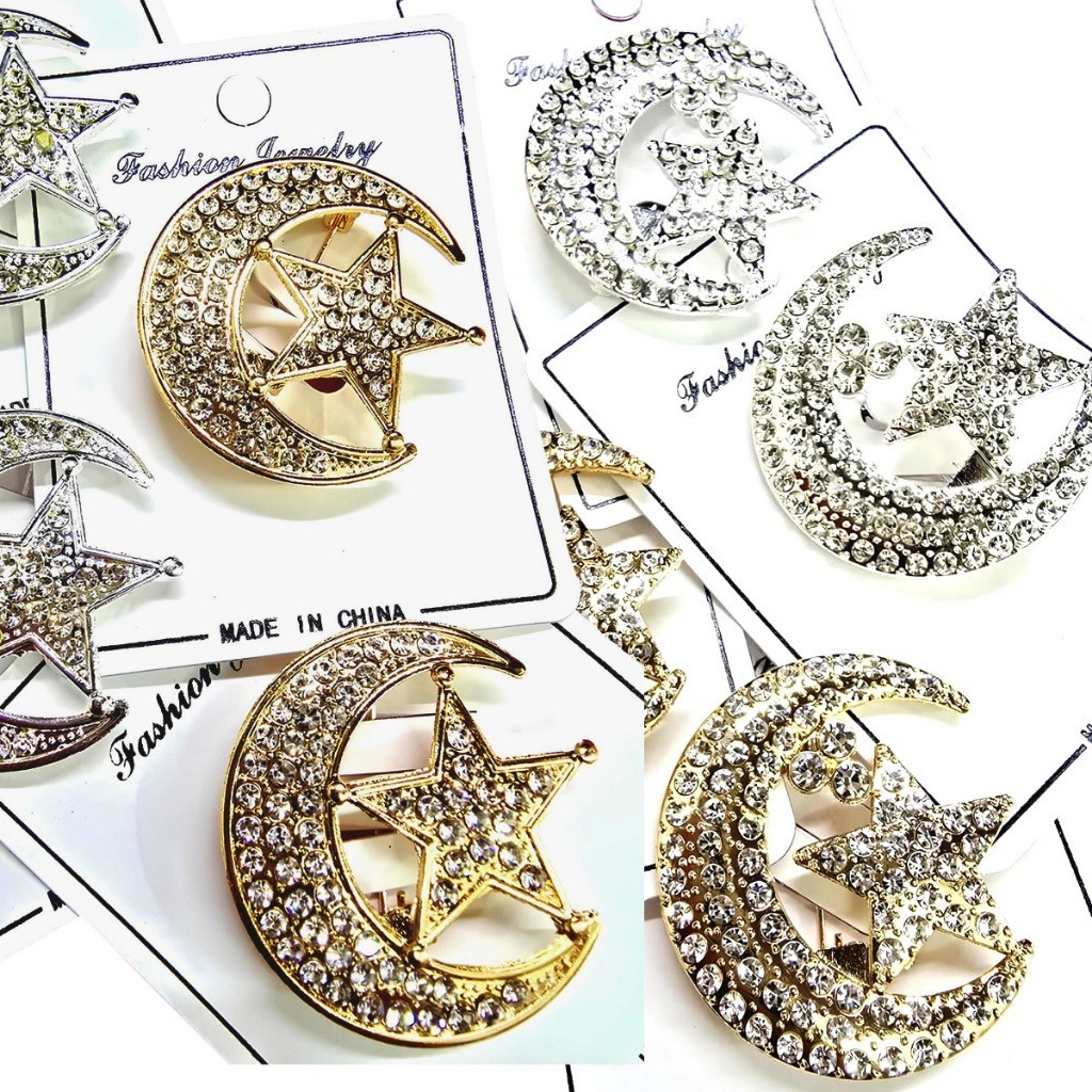 Bros Peci hijab bros Bulan Bintang  / bros peci tanjak aneka bulan bintang MODEL TERBARU