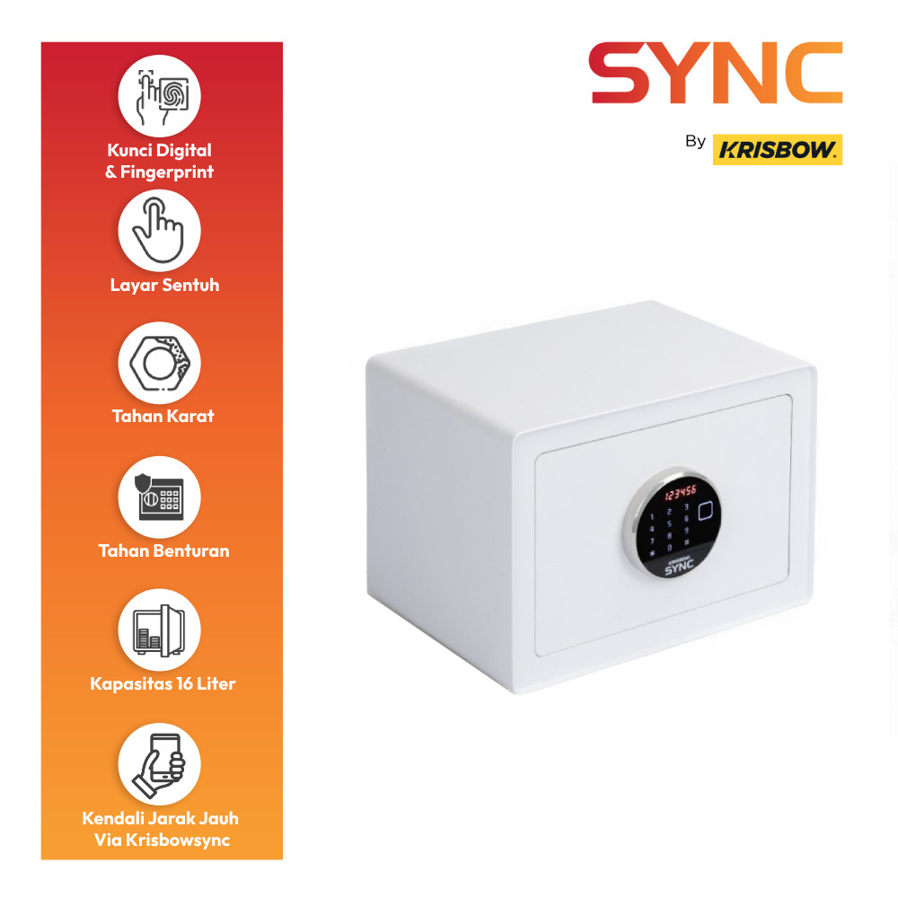 Krisbow Sync 35X25X25 cm Smart Brankas Besi Layar Sentuh F2401S Safe Box Deposit Kotak Penyimpanan L