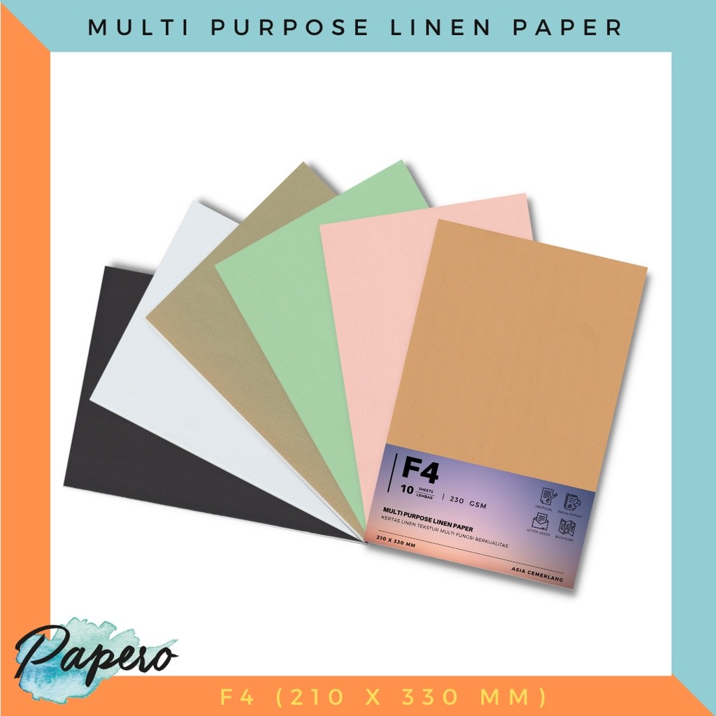 

COD Kertas Cover Karton Linen Jepang A4 / F4 230 gsm HOTT