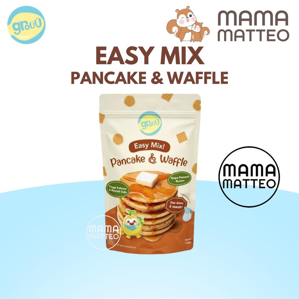 

GROUU Easy Mix! Pancake & Waffle 150gr / Cemilan Snack Sehat Bayi Anak / GROU BANDUNG
