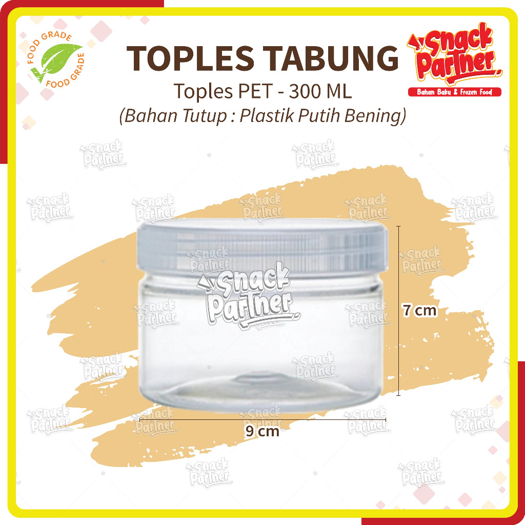 TOPLES TABUNG 300 ML - Toples Bening Transparan Plastik 300ML - Tempat Kue Kering Nastar Cookies 330