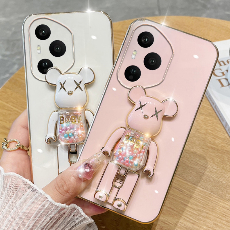 Untuk Honor 400 Pro Case Lembut Dilapisi Quicksand Pelet Jam Pasir KWAS Beruang silikon Pelindung ta