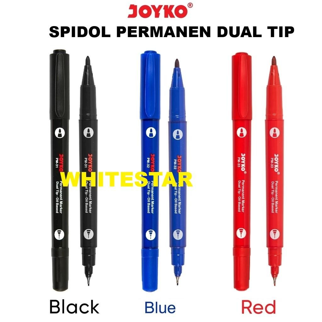 

spidol dual permanen / permanent joyko tinta hitam, biru, merah (pm 31, 32, 33)