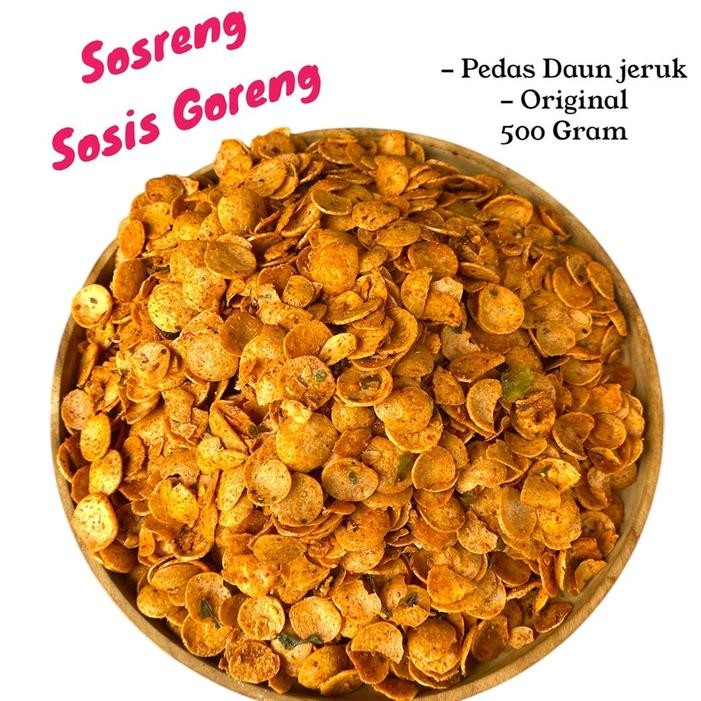

SOSRENG SOSIS GORENG CRISPY 500 GRAM SNACK CEMILAN - PEDAS DAUN JERUK