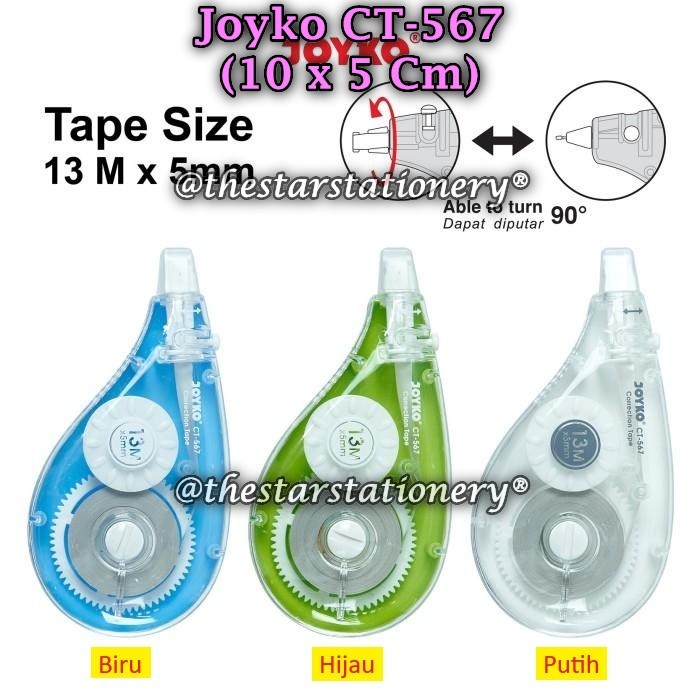

(1 Pak/12) GROSIR Correction Tape JOYKO CT-567 (13Mx5mm) / Pita Koreksi Joyko CT-567 (Pak/12)