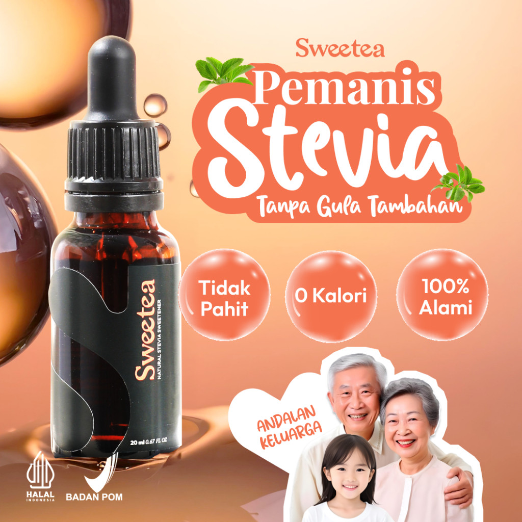

Sweetea Pemanis Alami Stevia Keluarga - Natural Sweetener Premium Pengganti Gula 20ml