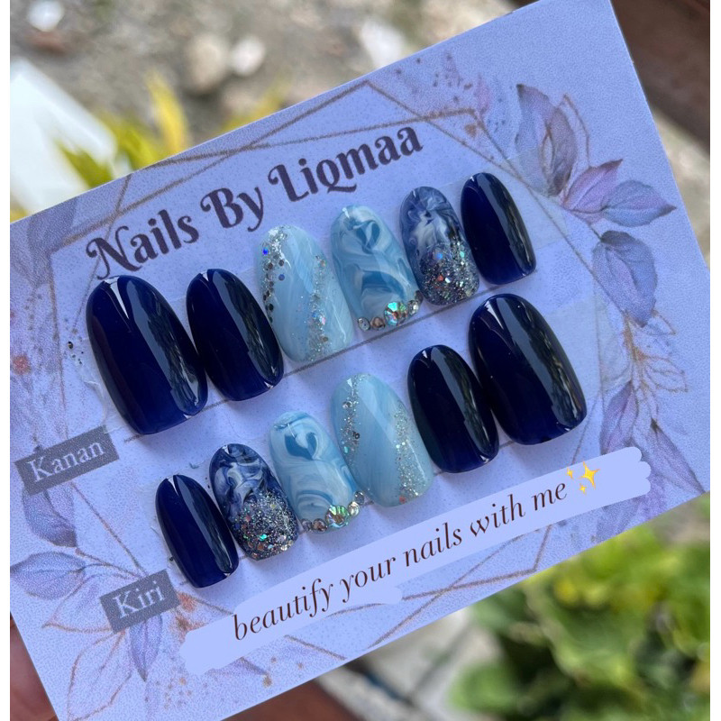 KUKU PALSU NAVY / KUKU PALSU WEDDING / KUKU PALSU BIRU / NAIL ART