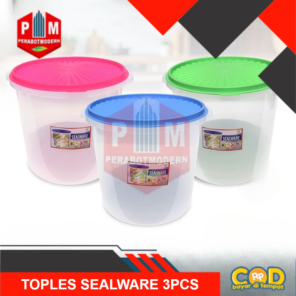 3Pcs Toples Kerupuk Bening Toples Plastik 10 Liter | Toples Kerupuk Besar 10L