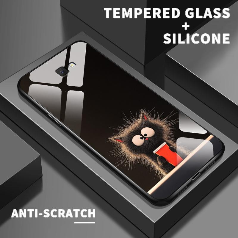 Kaca Glass Case For Samsung J7 Prime J4 Plus J6 Plus J7 2017 J7 Pro On7 2016 F02s F04 F12 F22 Slikon