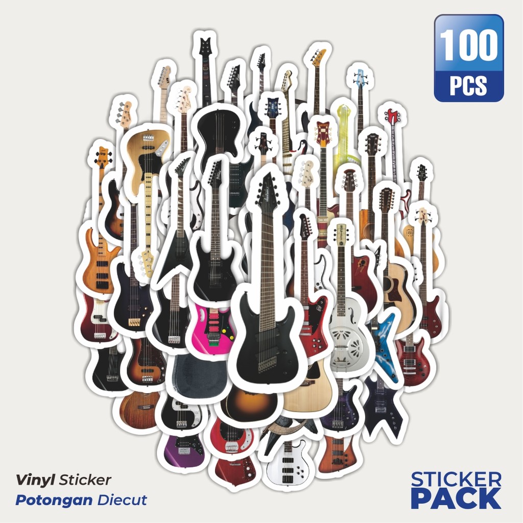 

Stiker Vinyl Stiker Gitar Elektrik Waterproof Aesthetic- Untuk Laptop, Motor, dan Helm - Paper Stationery Pack