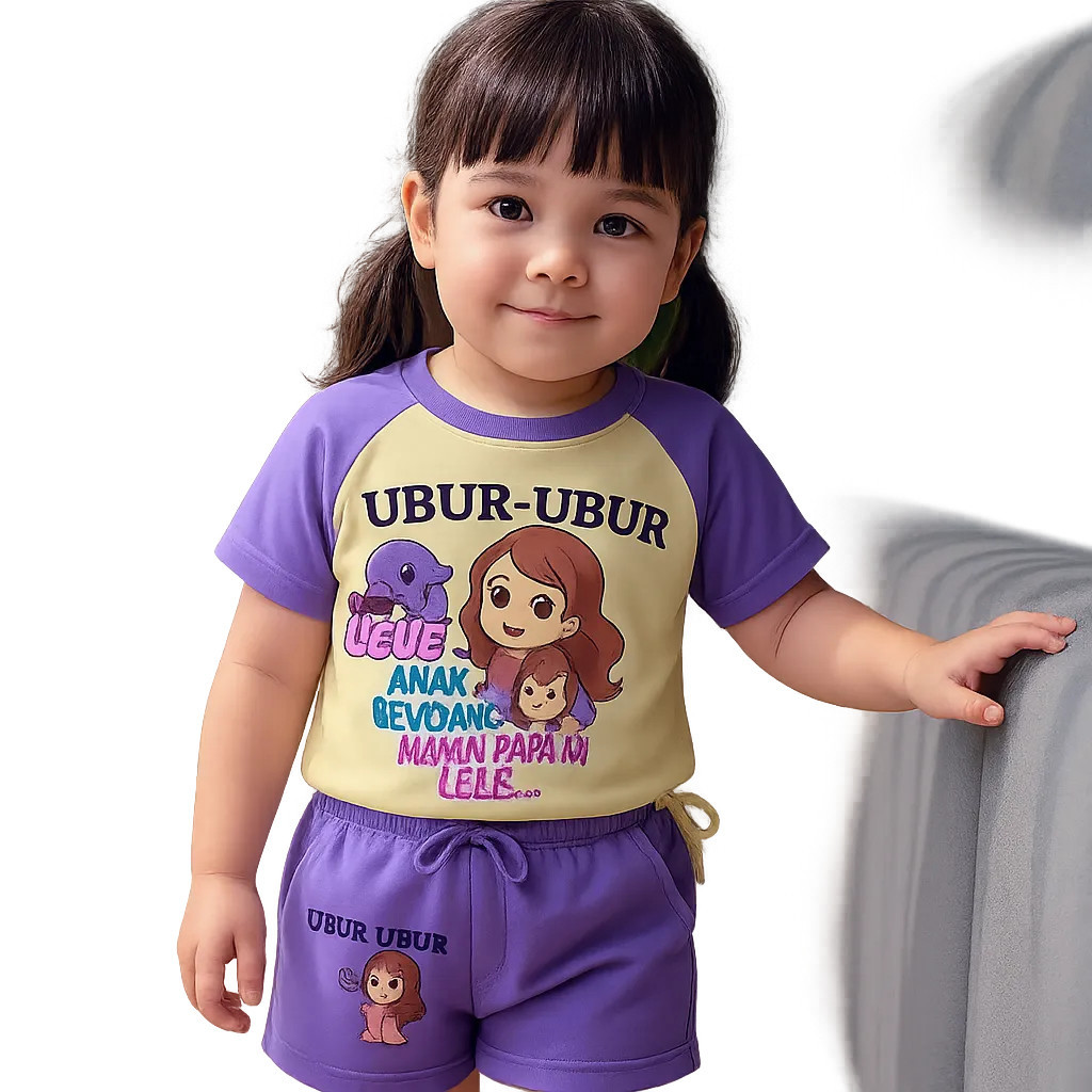 Setelan Baju Anak Perempuan Karakter – Kaos Simple Adem Baby Terry Usia 1–10 Tahun (COD)Lengan Pende