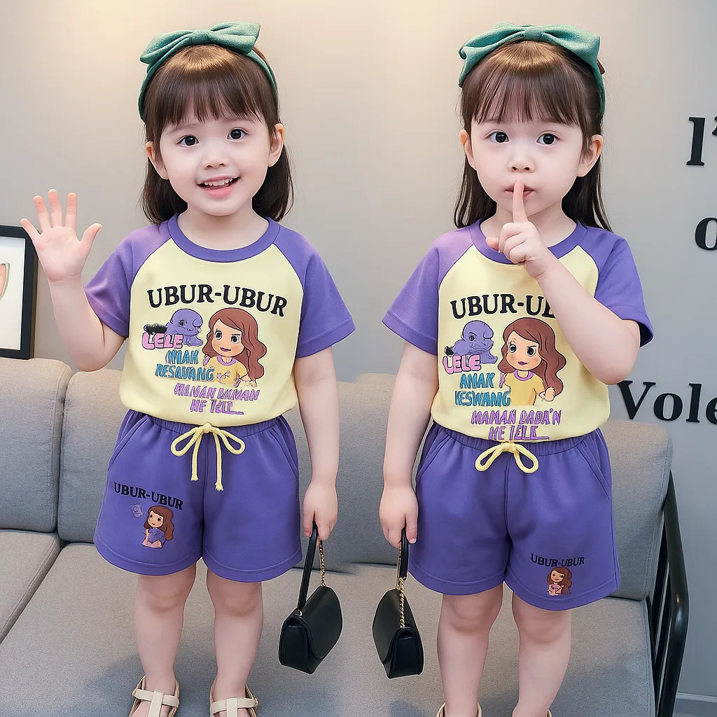 Setelan Kaos Anak Perempuan Karakter Lucu – Adem & Nyaman Baby Terry 1–10 Tahun // Setelan Anak laki