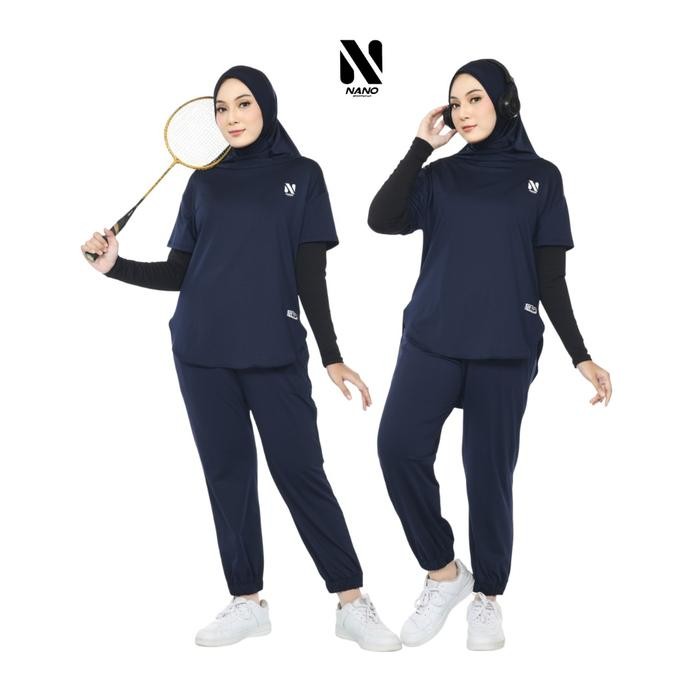 Nano Sportswear Baju Senam Muslim Wanita Jogger / Setelan Baju Senam Jogger / One Set Wanita Jogger 