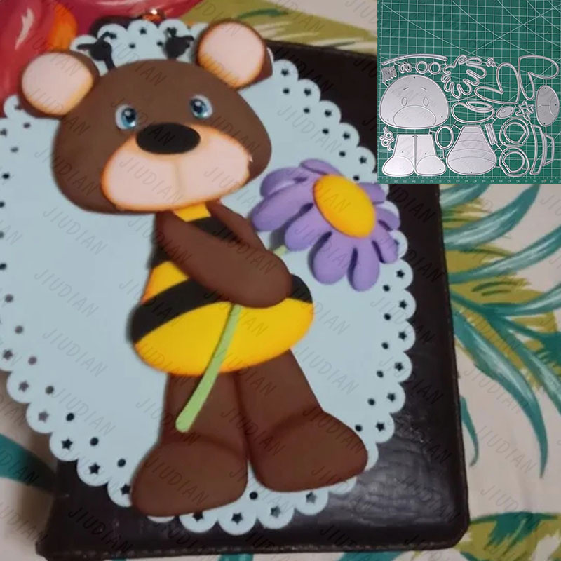 

Bear Bee Flowers Metal Cutting Dies For DIY Scrapbooking Photo Album Craft Decorat Paper Template Handcraft Gift Card