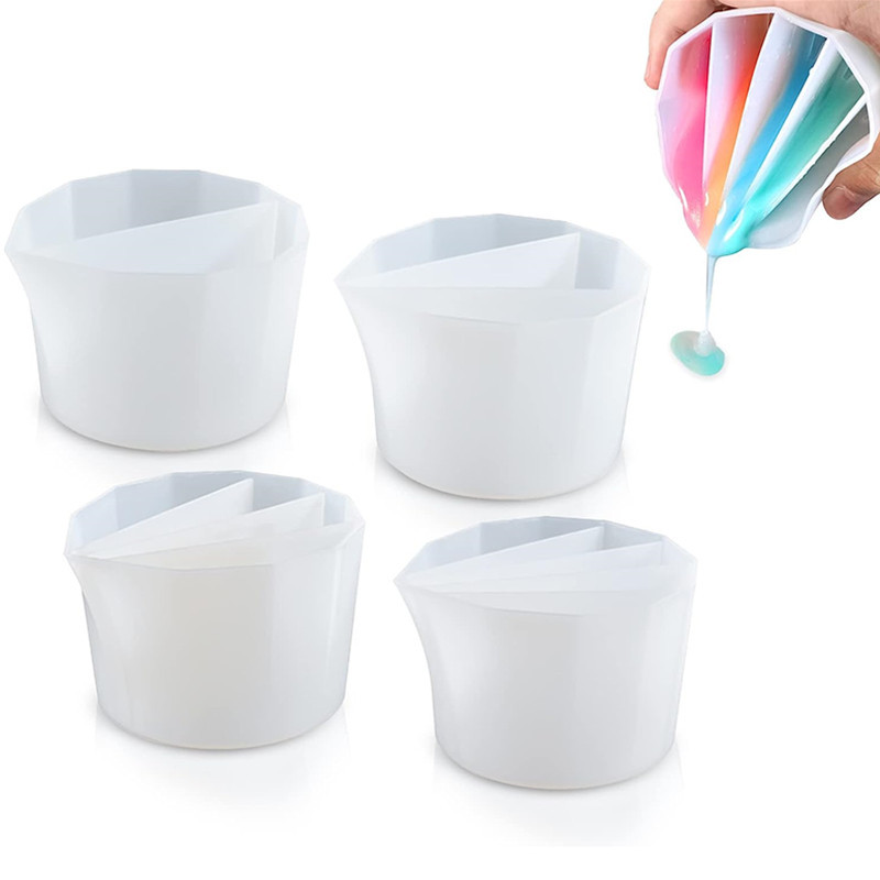 

Split Cup For Paint Pouring,Reusable Fluid Art Split Cup Silicone Split Pouring Cup With Dividers For Acrylic Paint Resin