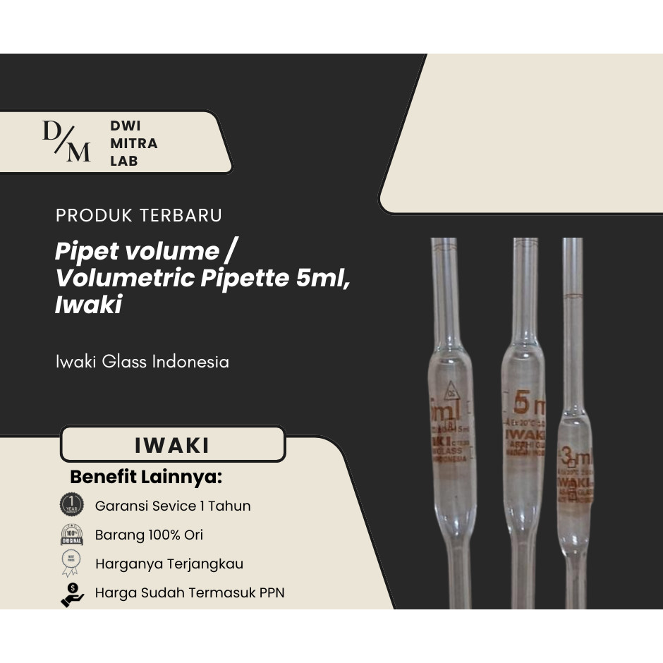 Volumetric Pipette 5 ml | Alat Laboratorium Kimia | Untuk Praktikum & Analisa