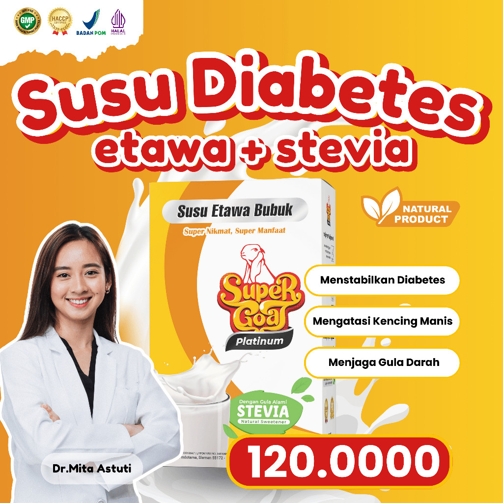 

Supergoat Susu Kambing Etawa Bubuk Platinum Stevia Isi 1 Box Solusi Diabetes
