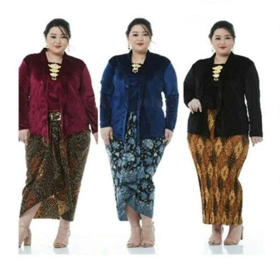 

PO Kebaya Beludru Kutubaru Polos Bludru Super BIG SIZE JUMBO Custom - Panjang, 116 sd 120