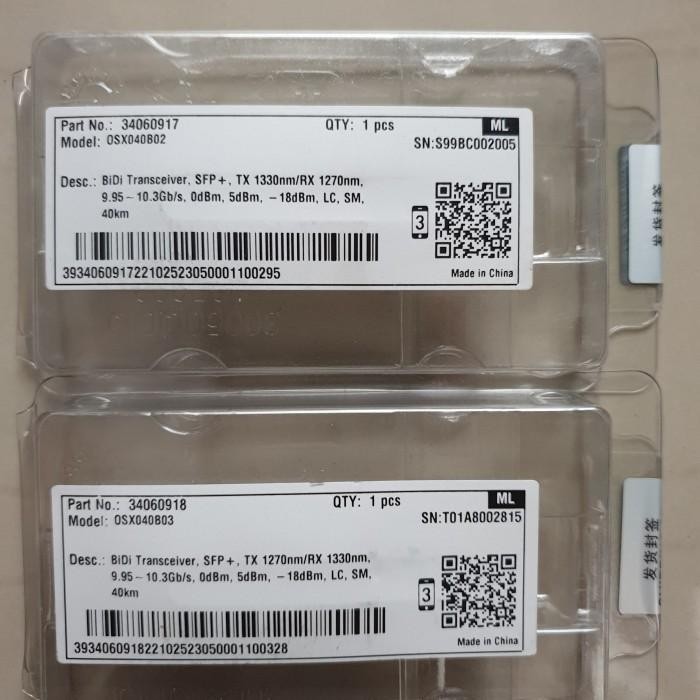 SFP+ BIDI HUAWEI 10G 40km Single Core (Sepasang)
