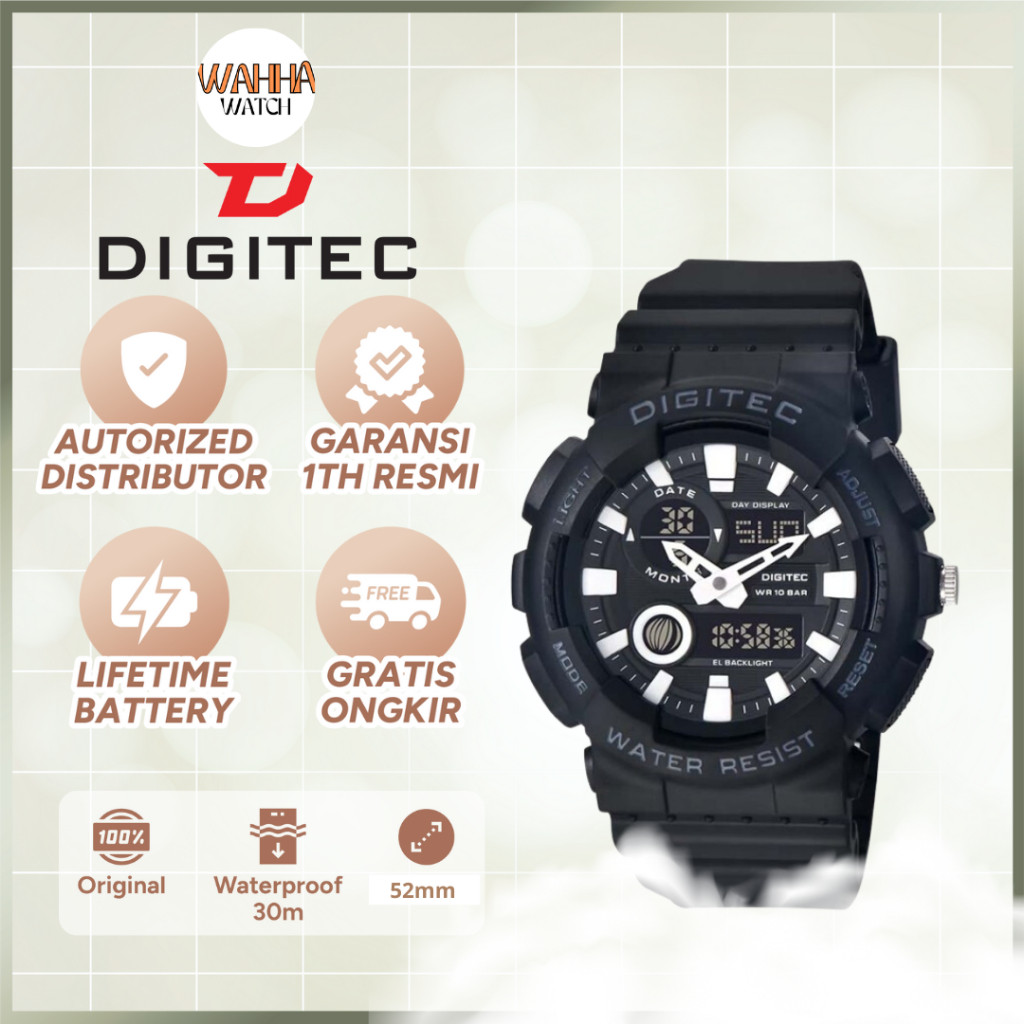 Jam Tangan Sport Digitec 2185 Digital Analog Pria Original Watch