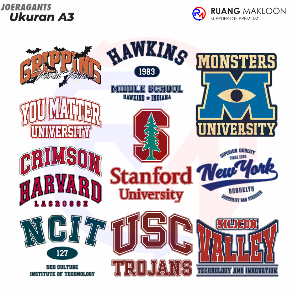 Sablon Setrika Sablon DTF Satuan A3 Universitas - SIAP PRESS