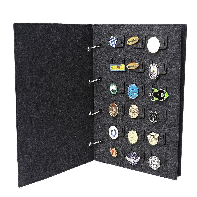 

1Set Felt Pin Brooch Display Storage Book Metal badge Chest Holder Box Pennant Brooch Storage School Badge Brooch Pin Organizer
