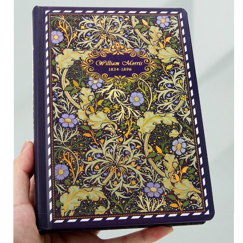 

British William Morris painting color illustration page retro hardcover notebook plant flower art cover student notepad diary