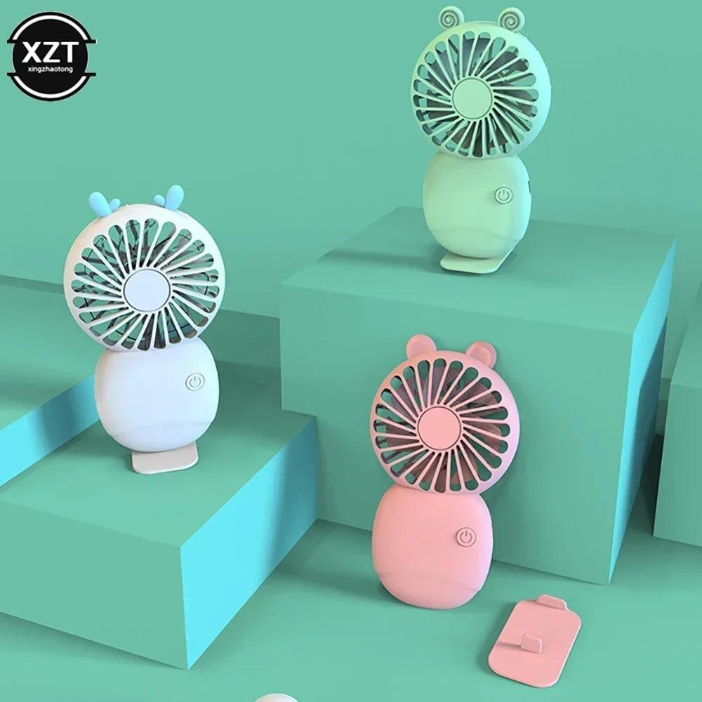 Mini Pocket Fan USB Chargeable Mini Fan Handheld Fans with Base Summer Outdoor Portable Hand Hold Wi