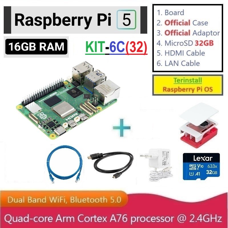 KIT-6C(32) : Raspberry Pi 5 (16GB RAM) - Complete SET