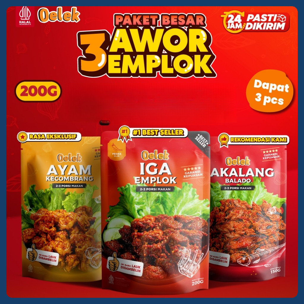 

Paket Awor-Awor Emplok / Iga Mercon / Iga Sambal / Oseng Iga / Cakalang Balado / Ayam Kecombrang