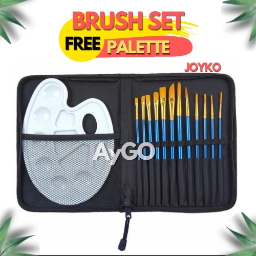 

JOYKO BRUSH SET / 12 KUAS LUKIS SET + PALLETE FREE STORAGE BAG / JOYKO BRS-7