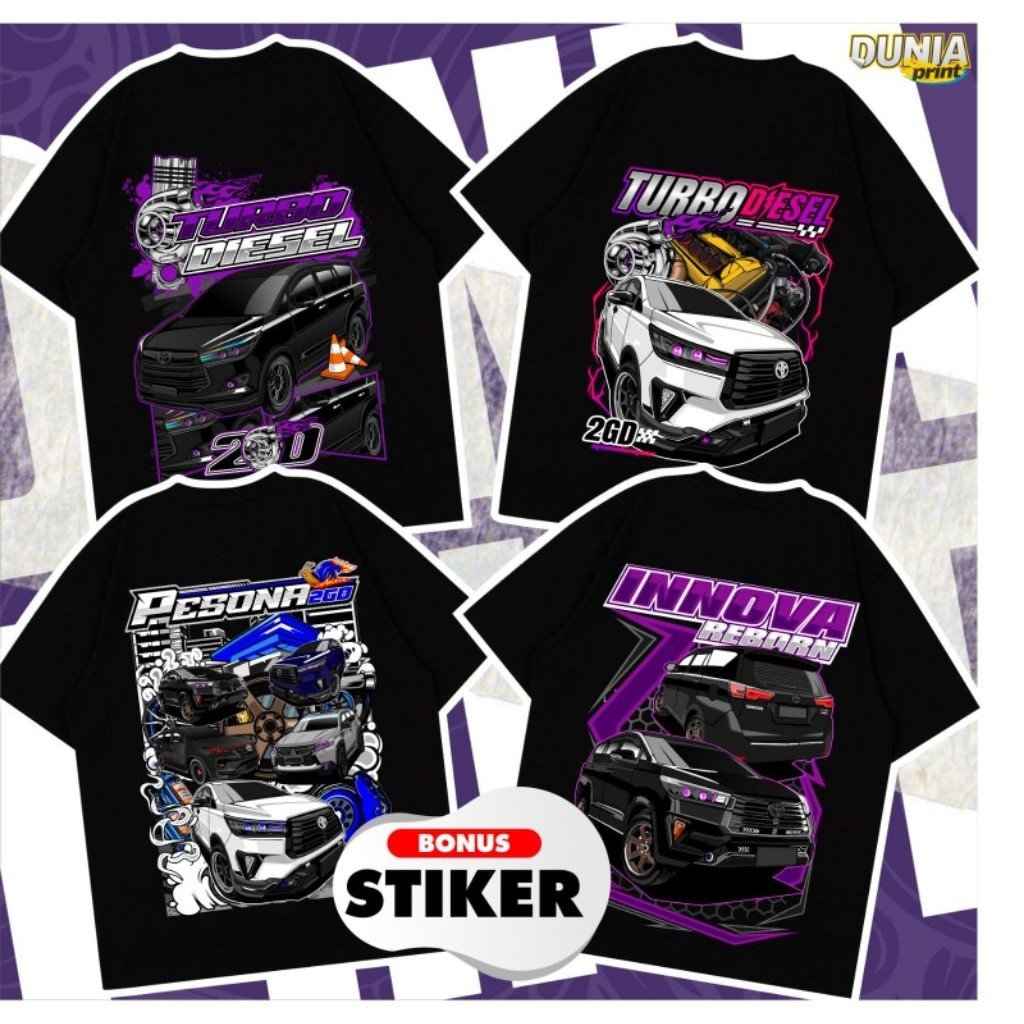 (free sticker)CETAK KAOS ANAK ANAK DEWASA MOBIL TURBO DIESEL INOVA FORTUNER PAJERO RACING HELL 2GD T