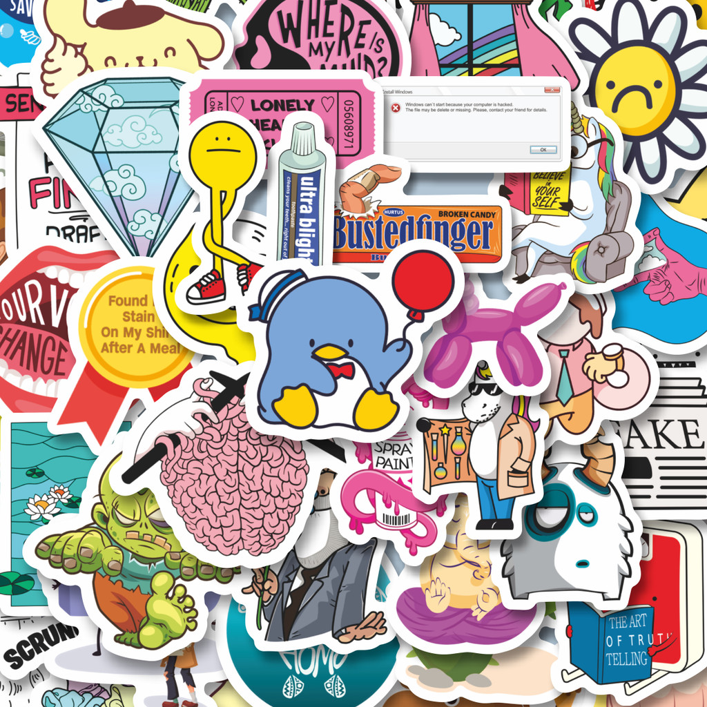 

100PCS Lucu Stiker Noob Pack Stiker Aesthetic Stiker Anti Air Stikers Berperekat Waterproof sticker decal buat Motor Helm Buku Journal Koper Casing HP Laptop Botol Minum Hadiah anak