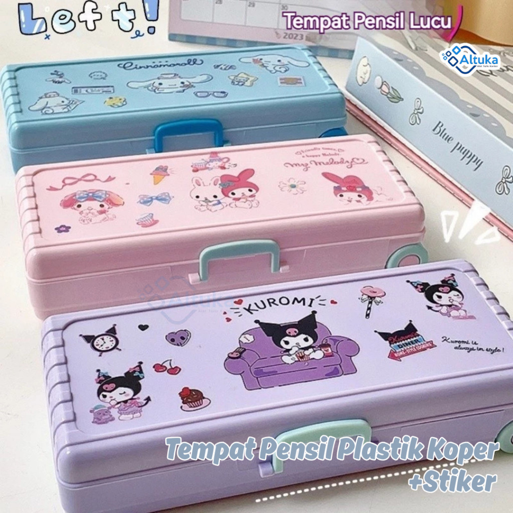 

Tempat Pensil Koper Troli Roda + Stiker SANRIO / Pencil Case / Kotak Pensil Plastik Susun 2