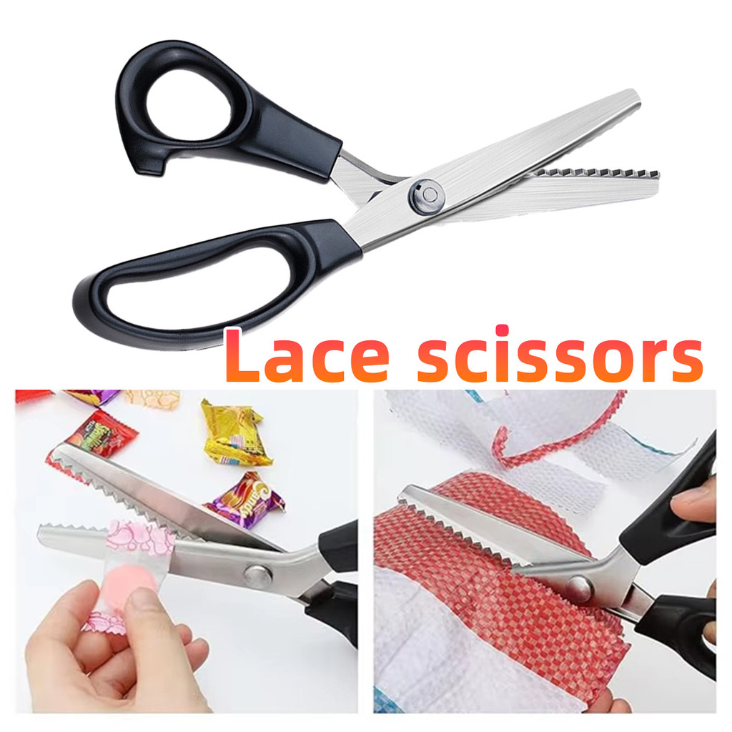 

9inch Gunting kain bergerigi Gunting motif zigzag Gunting renda Baja tahan karat ZigZag